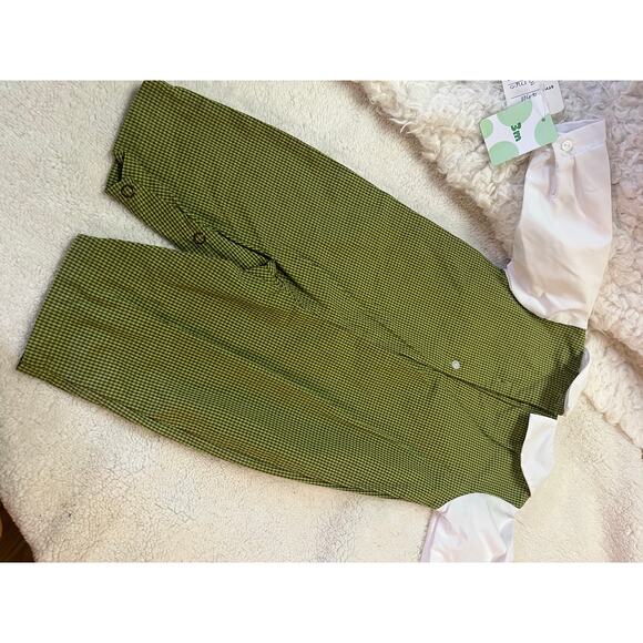 {NWT} ZU Green Gingham Dog Applique' Romper 3 months - Picture 4 of 7